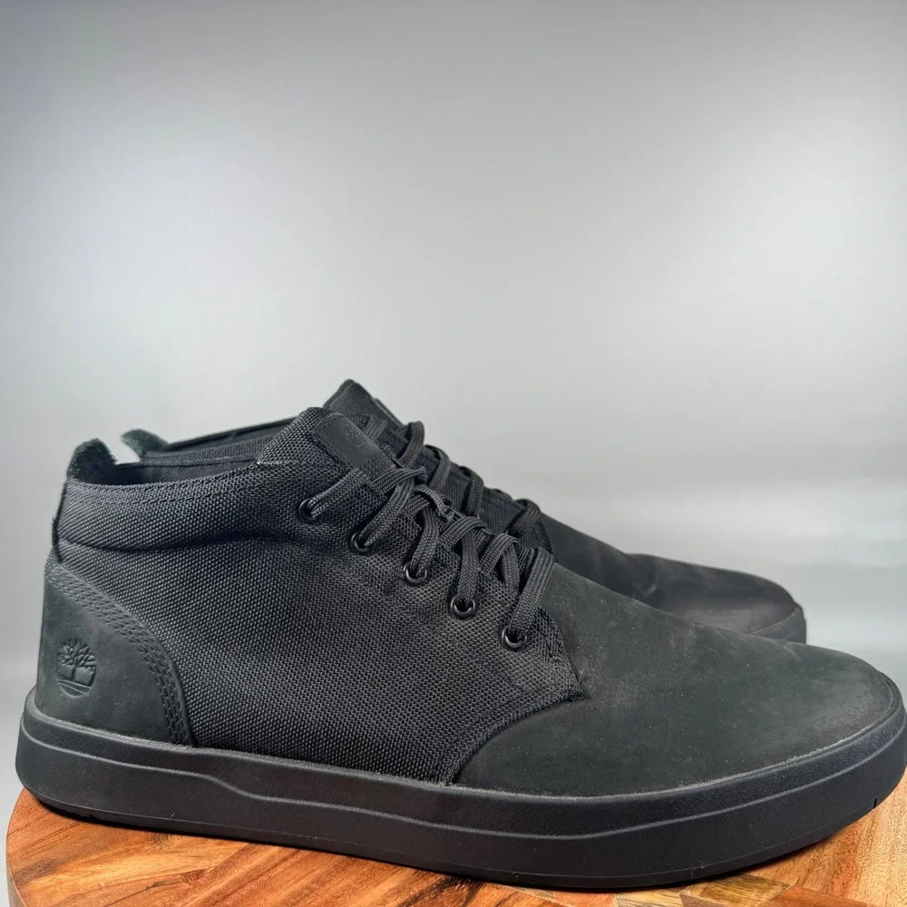 Timberland Davis Square Chukka Mens Black Leather Textile Boots A1T16 Size 13